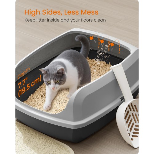 Feandrea høj kattebakke XL – åben top med skovl, skifergrå