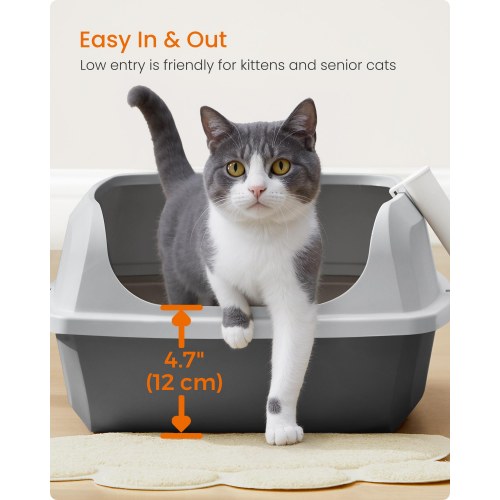 Feandrea høj kattebakke XL – åben top med skovl, skifergrå