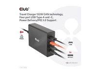 Club 3D CAC-1906 132 W GaN rejseoplader – 3x USB-C + 1x USB-A med PD 3.0/PPS billede