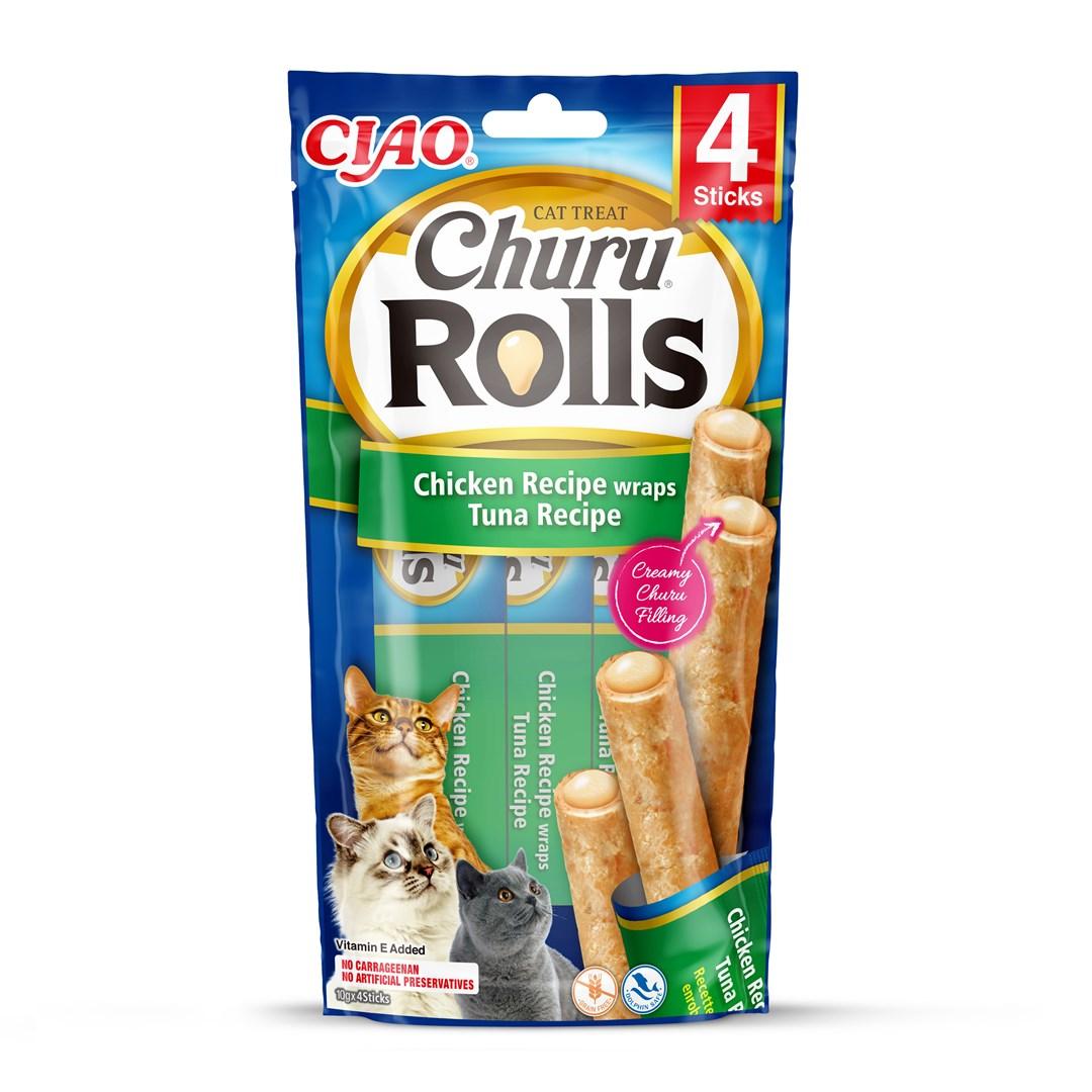 INABA Churu Rolls – kylling omvikler tun – kattegodbidder 4×10 g billede