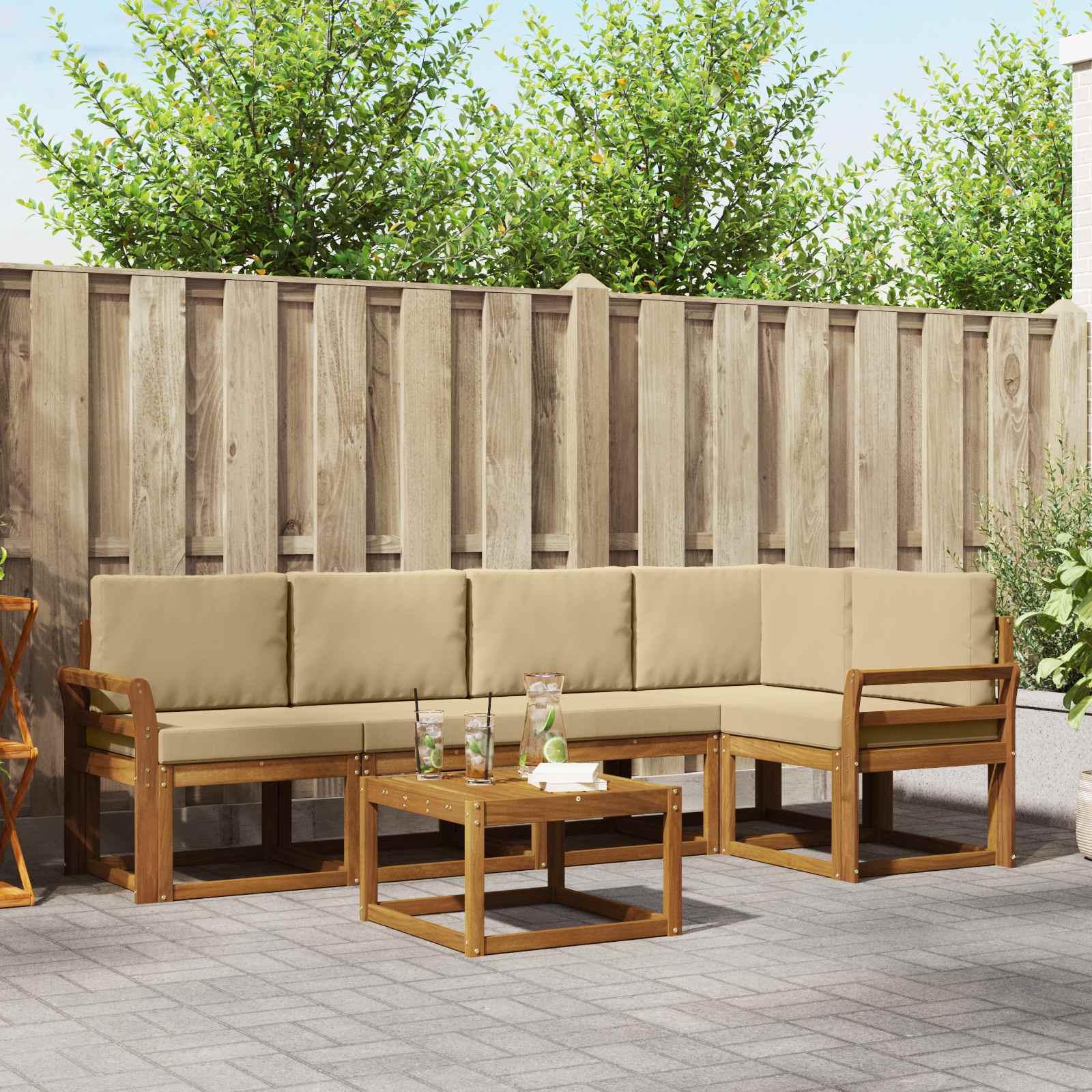 Sofa Sæt 6 stk Naturlig og Beige Soli Akacietræ og polyester billede