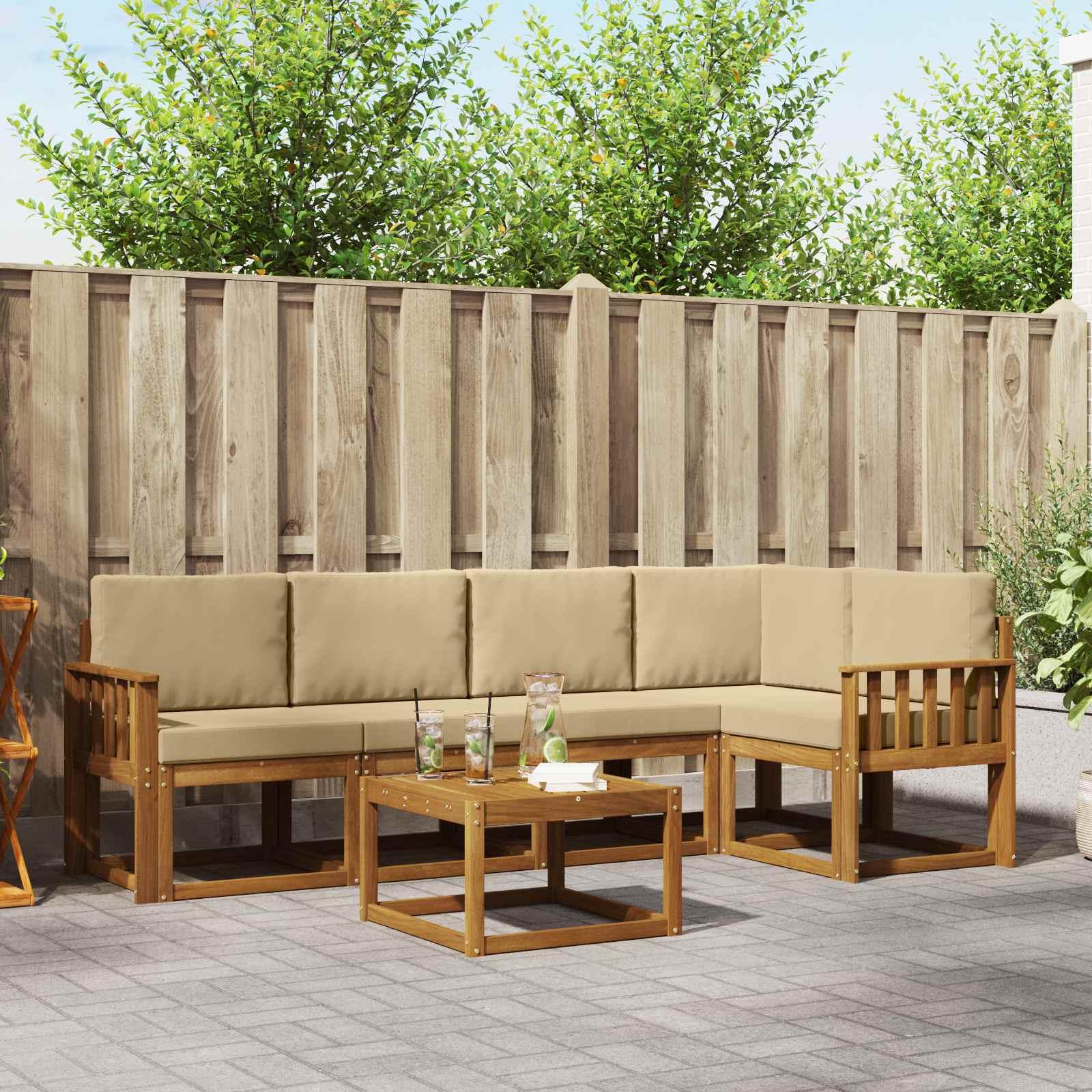 Sofa Sæt 6 stk Naturlig og Beige Soli Akacietræ og polyester billede