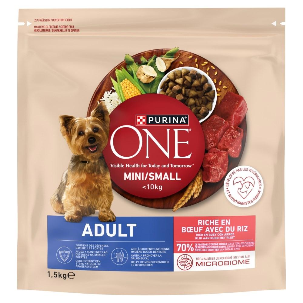 Purina ONE Mini/Small Sensitive tørfoder til hund - oksekød med ris 1,5 kg billede