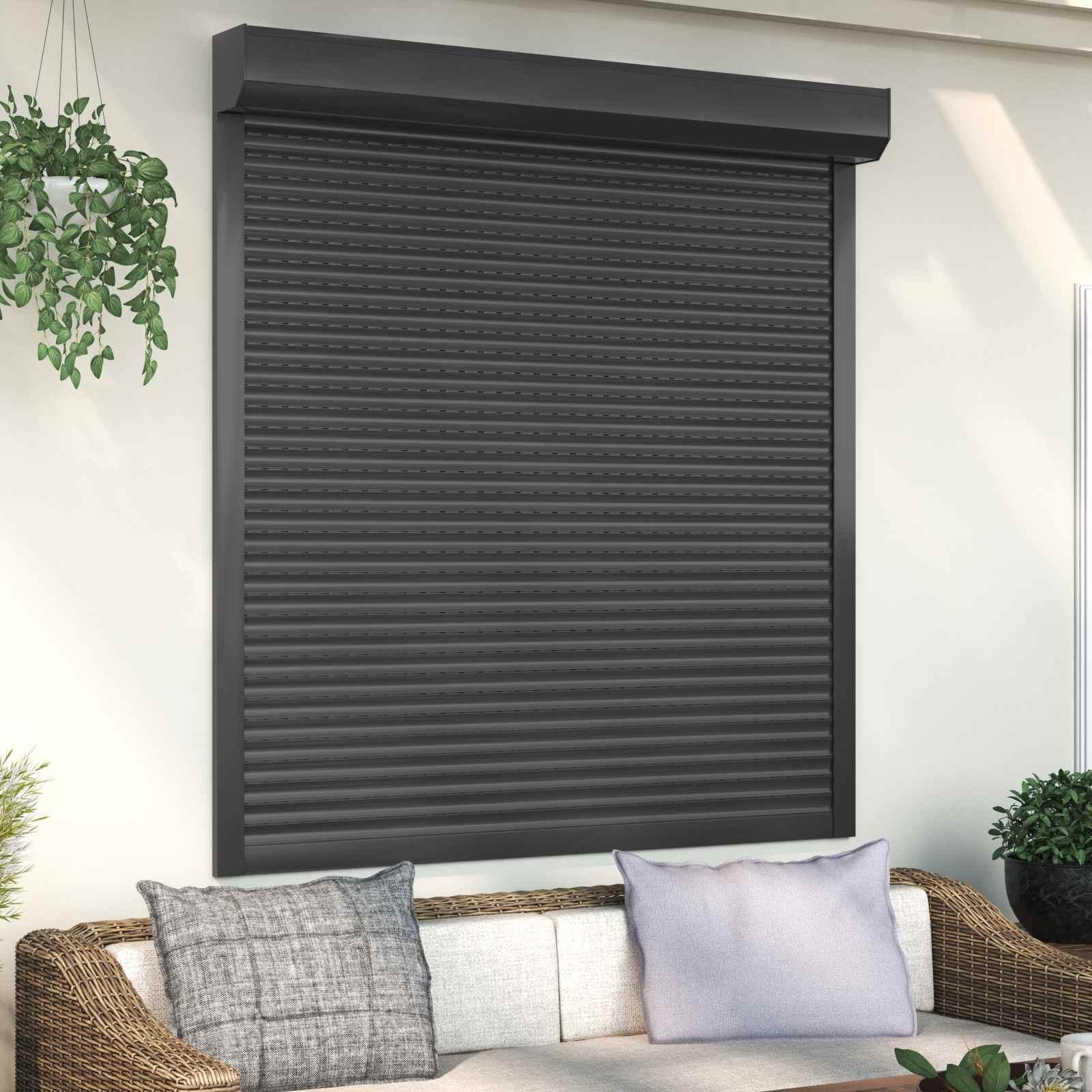Rulleskodde antracit 140 × 150 cm - aluminium og polyurethan billede