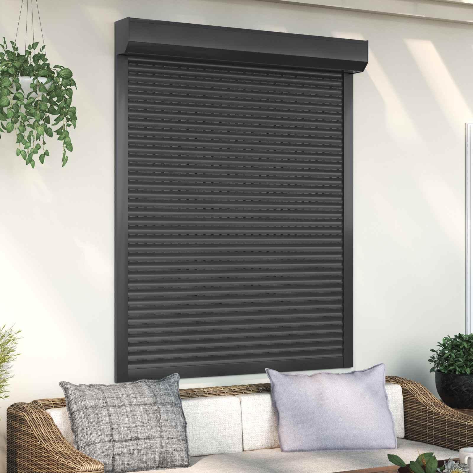 Rulleskodde antracit 120 × 150 cm - aluminium og polyurethan billede