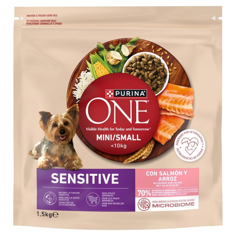 Purina ONE Sensitive Mini/Small – laks med ris, tørfoder til hund – 1,5 kg billede