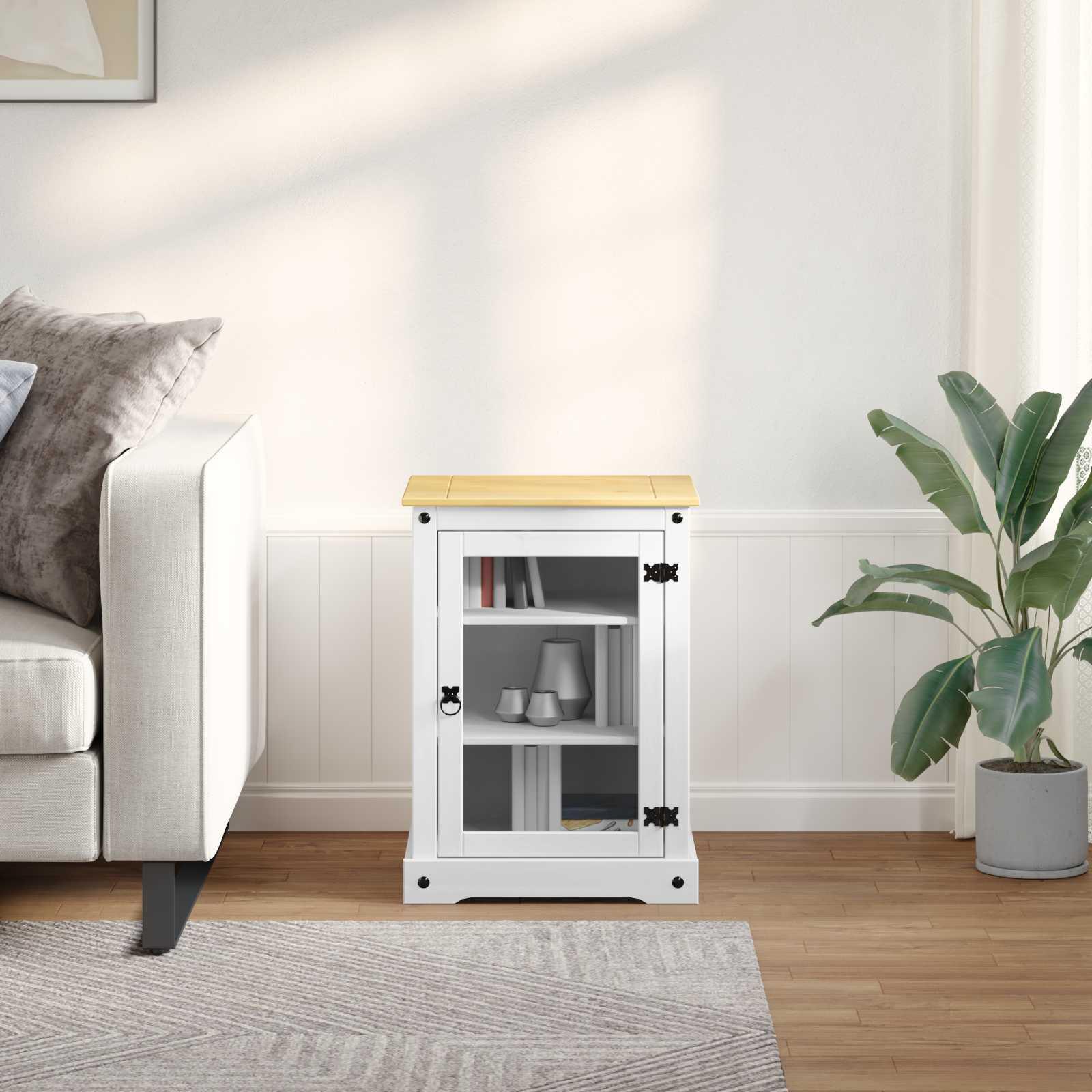 HiFi skab Hvid 60 x 50 x 82 cm Massiv fyrretræ billede