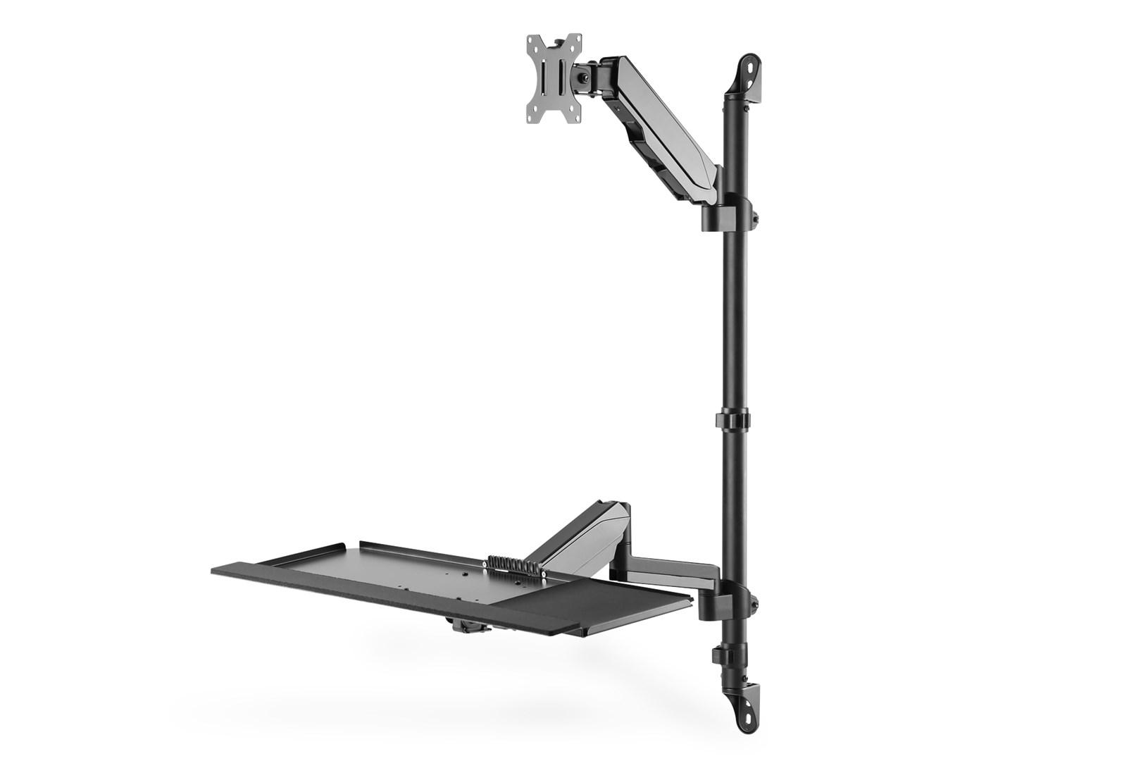 DIGITUS DA-90372 – skærmholder til bord med tastaturhylde, gasfjederarm, 17–32" billede