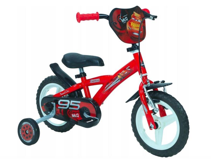Huffy Disney Cars 12" børnecykel - rød, med støttehjul billede