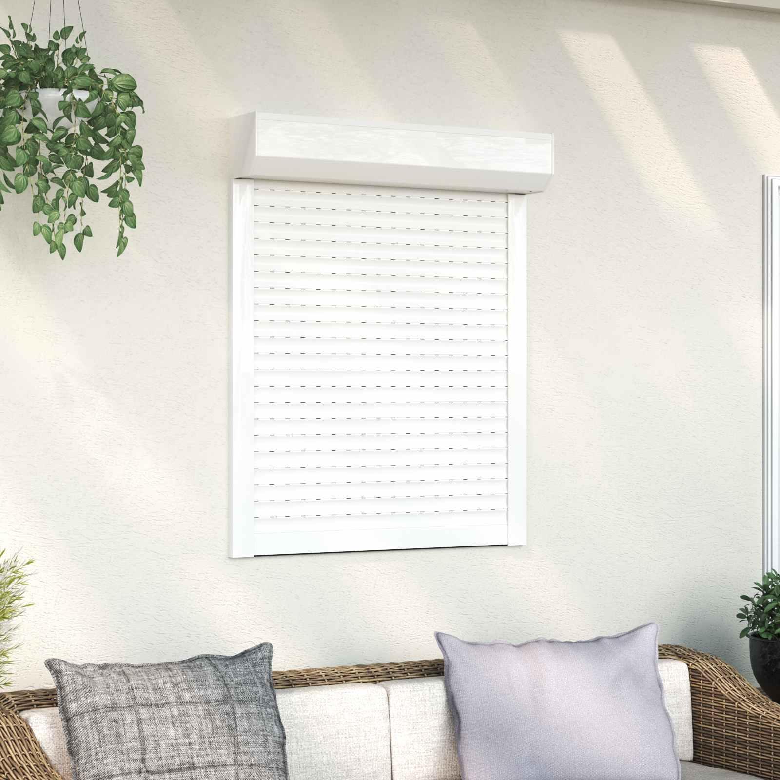Rulleskodde til udendørs/indendørs - hvid 80 x 100 cm i aluminium og polyurethan billede