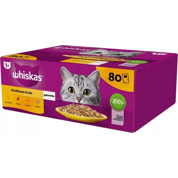 Whiskas Fjerkræs-fest i gelé – vådfoder til kat – 80×85 g billede