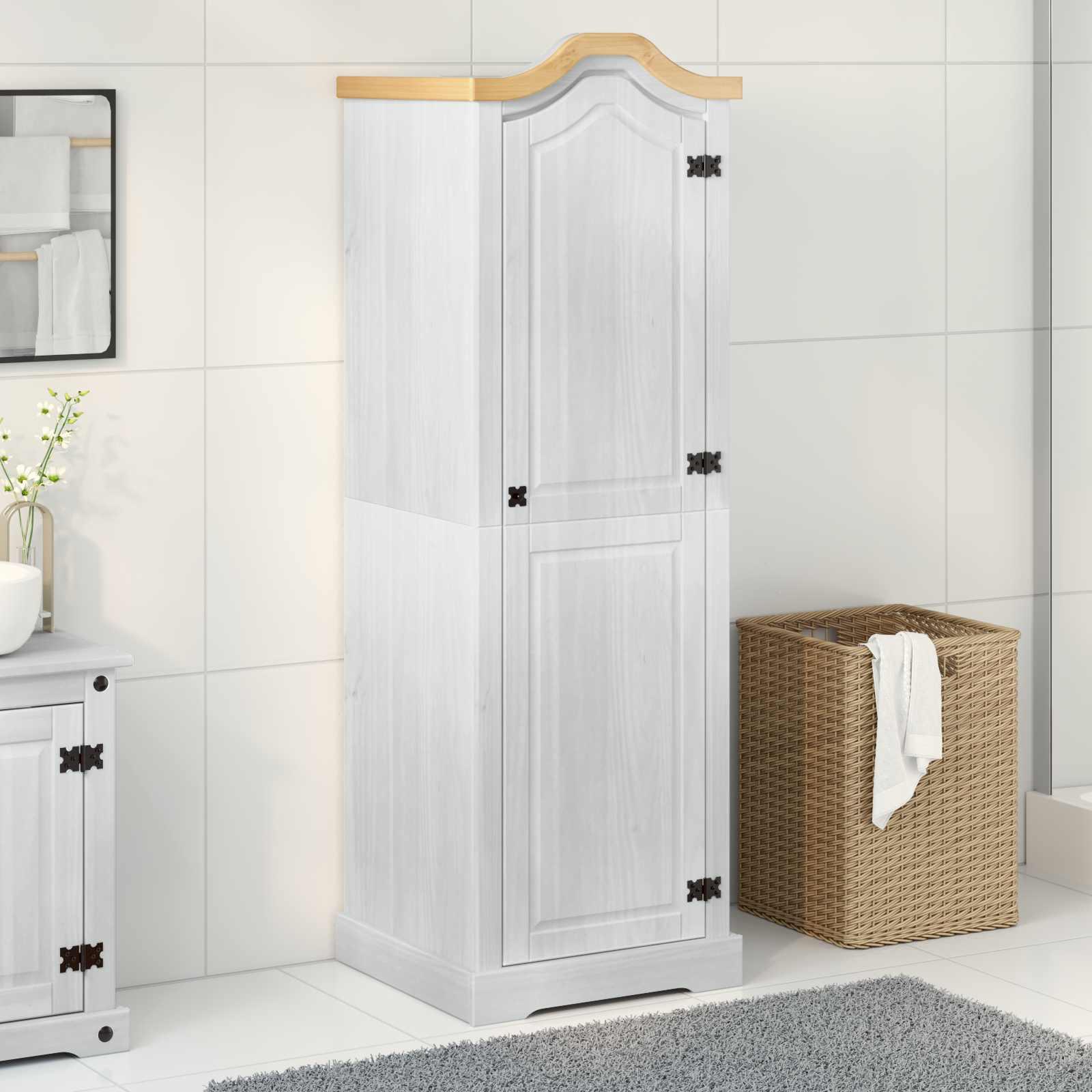 Garderober med hylde Hvid 55 x 52 x 170 cm Massiv fyrretræ billede