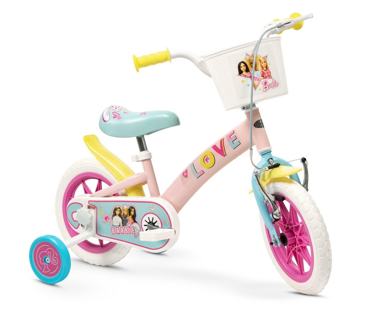Toimsa Barbie børnecykel 12" - pink med støttehjul og kurv billede