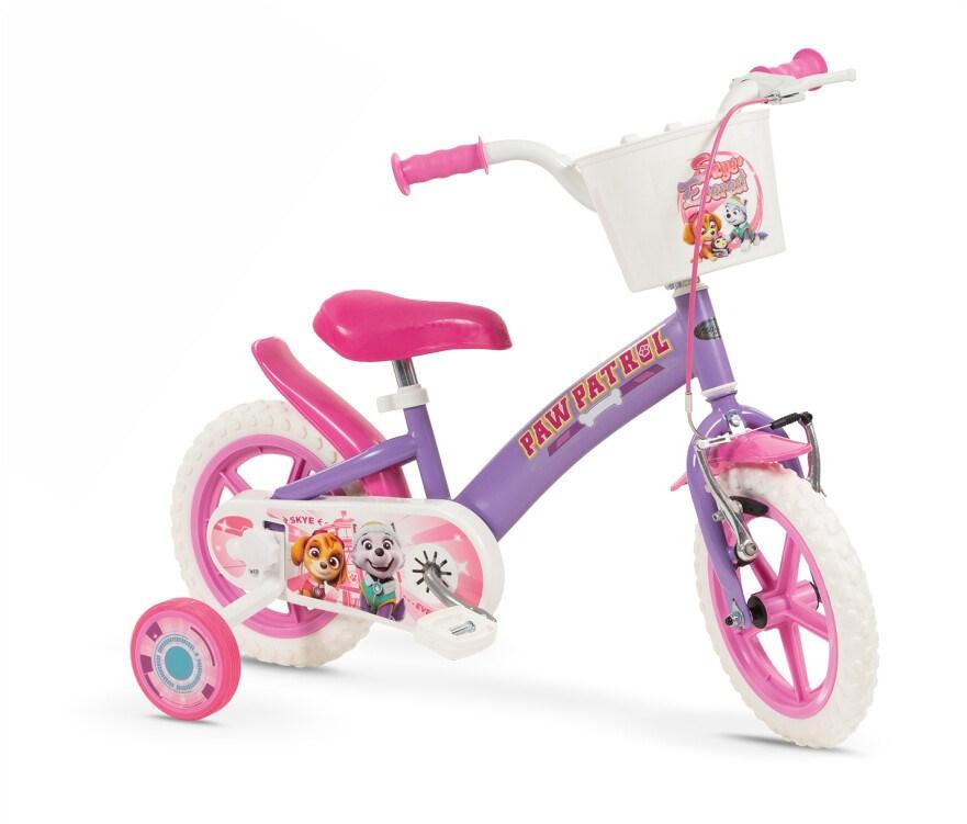 TOIMSA børnecykel 12" - Paw Patrol, lilla med støttehjul og kurv billede