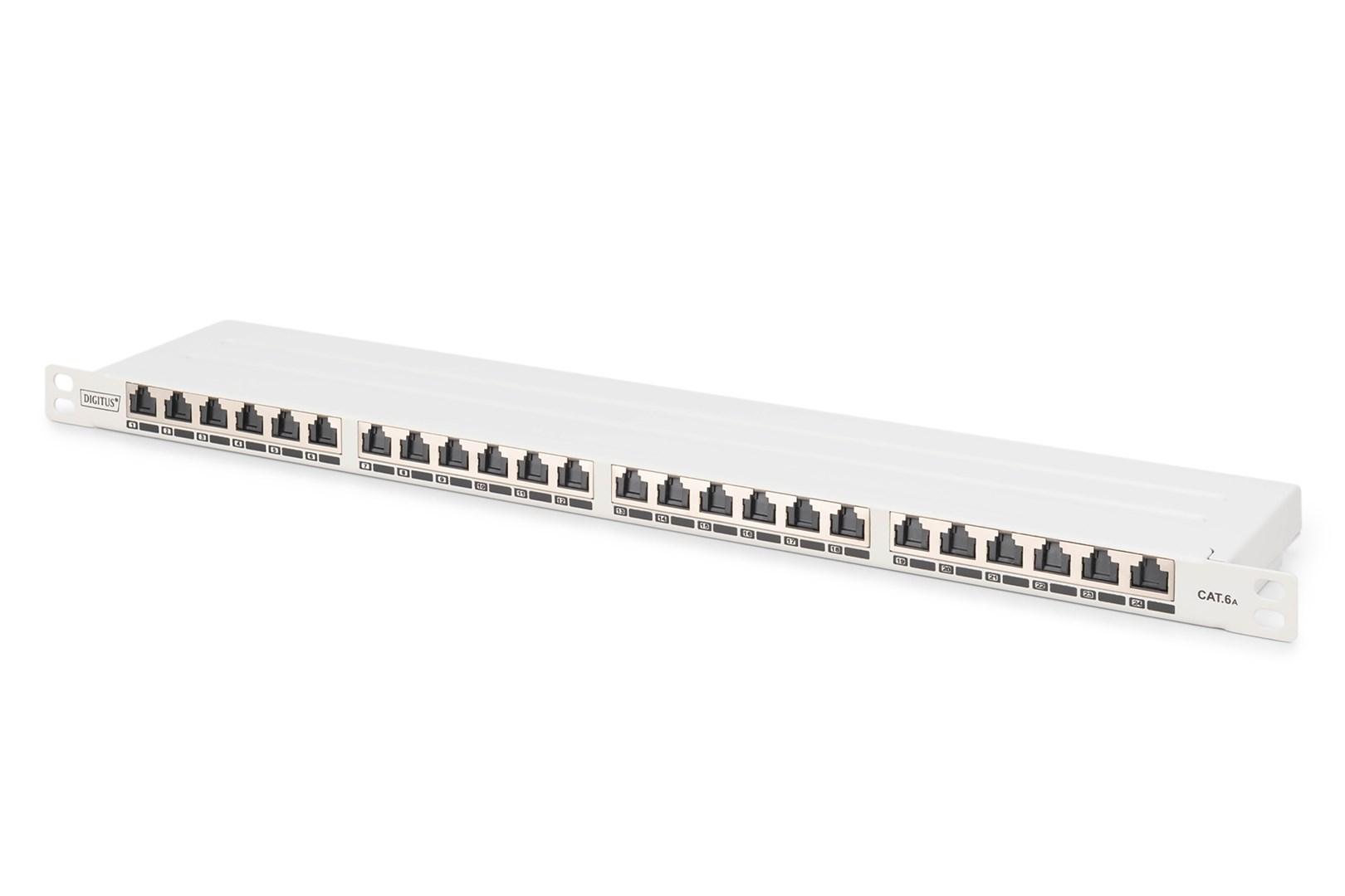 DIGITUS CAT 6A Class EA patchpanel – skærmet, 24 porte, høj tæthed, 0,5U billede