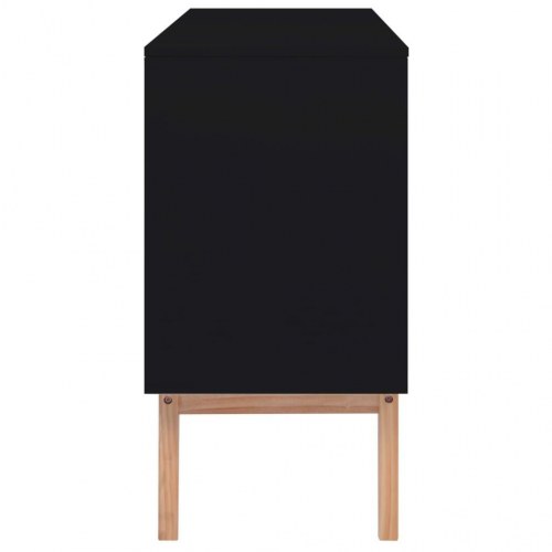 Skænk 130x40x80 cm MDF og rattan sort
