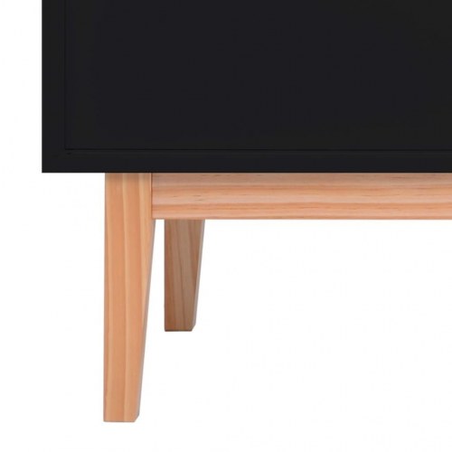 Skænk 130x40x80 cm MDF og rattan sort