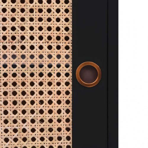 Skænk 130x40x80 cm MDF og rattan sort