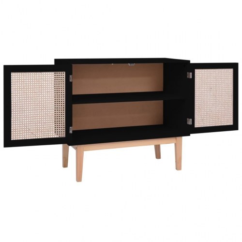 Skænk 88,5x40x80 cm MDF og rattan sort