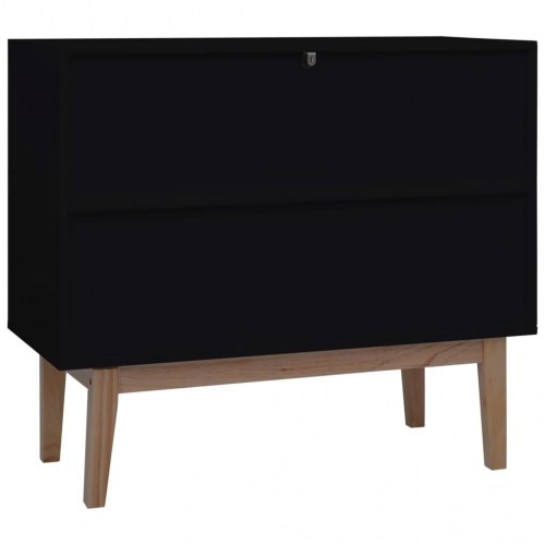 Skænk 88,5x40x80 cm MDF og rattan sort