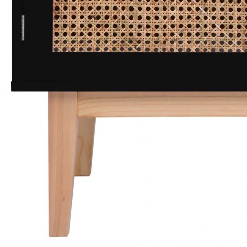 Skænk 88,5x40x80 cm MDF og rattan sort
