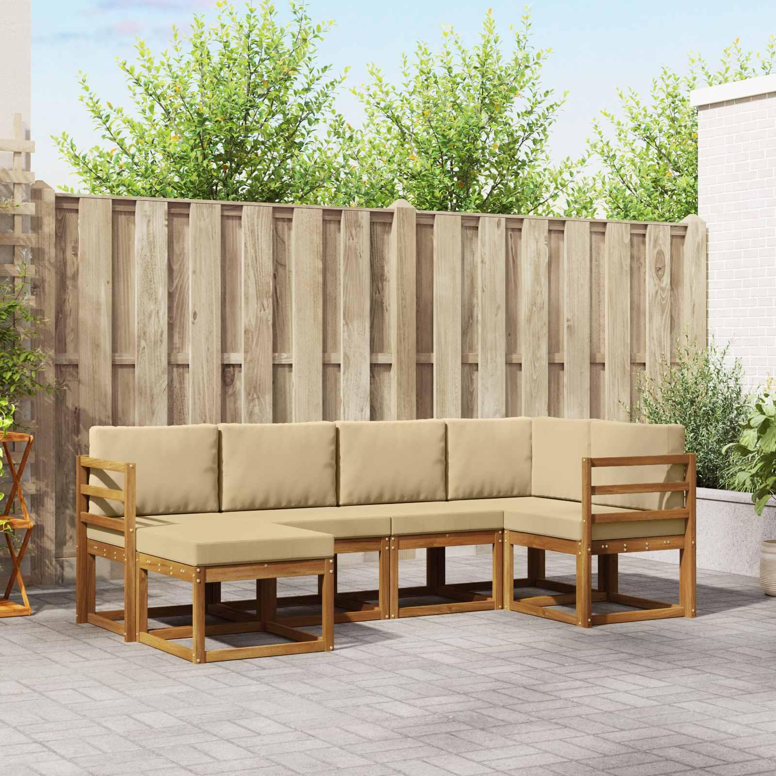 Sofa Sæt 6 stk Naturlig og Beige Soli Akacietræ og polyester billede