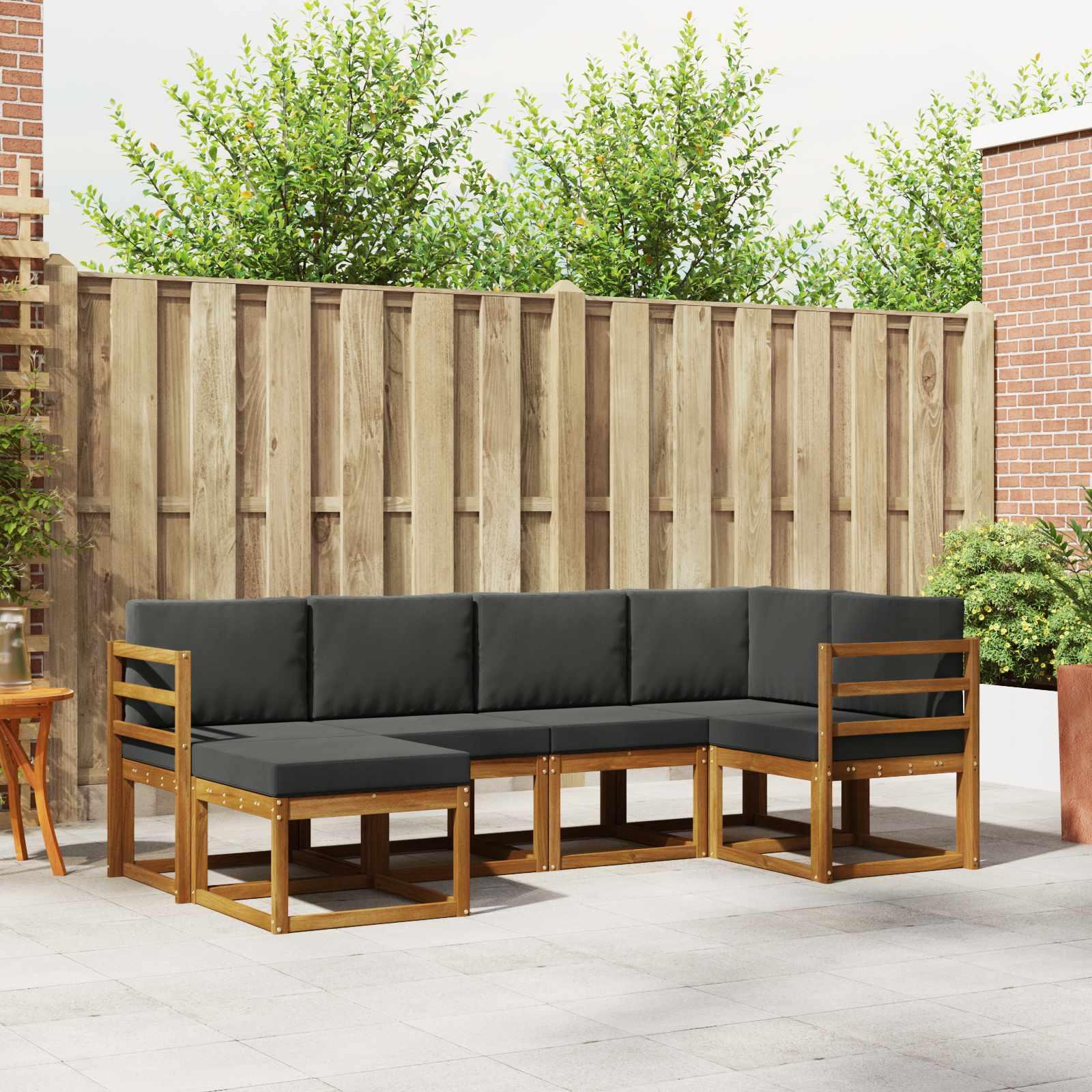 Sofa Sæt 6 stk Naturlig og Antracit Soli Akacietræ og polyester billede