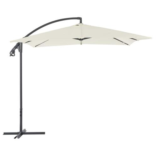 Hængeparasol med stålstang 250 x 250 cm sandfarvet