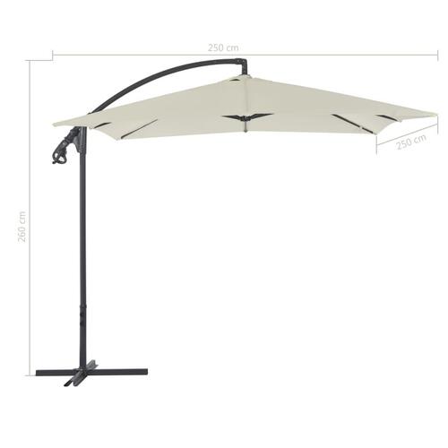 Hængeparasol med stålstang 250 x 250 cm sandfarvet