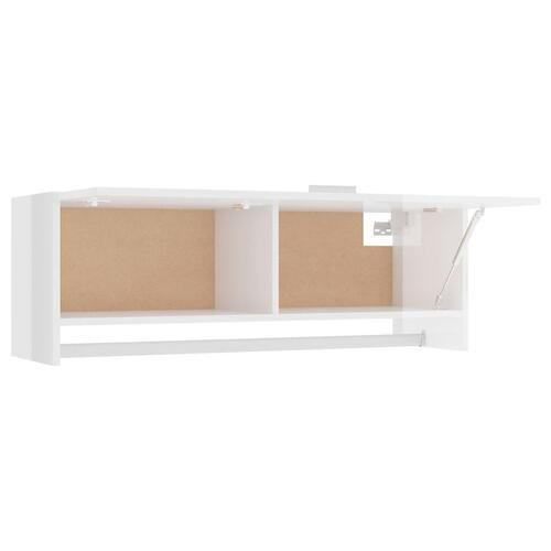 Garderobeskab 100x32,5x35 cm konstrueret træ hvid højglans