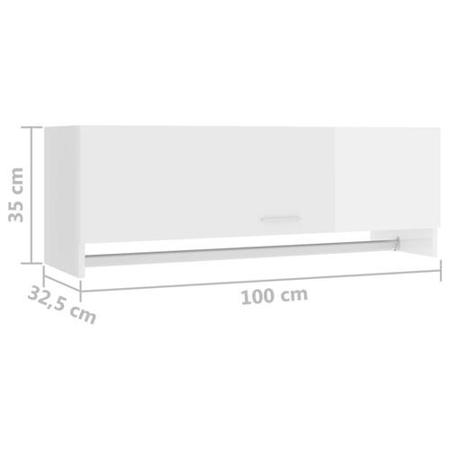 Garderobeskab 100x32,5x35 cm konstrueret træ hvid højglans