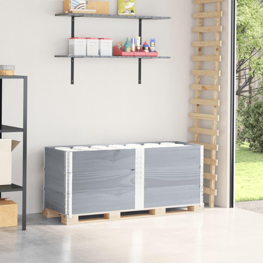 Pallerammer 3 stk. 150x50 cm massivt fyrretræ grå billede