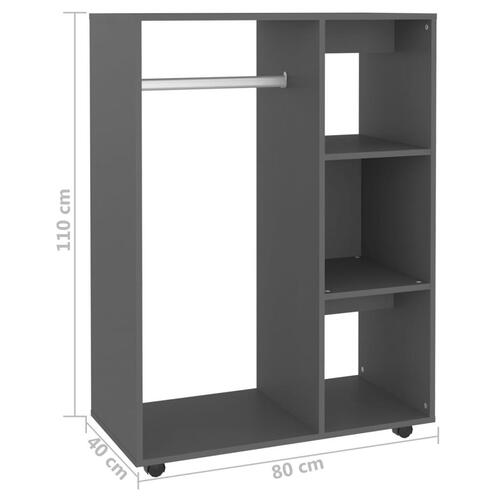 Klædeskab 80x40x110 cm konstrueret træ grå