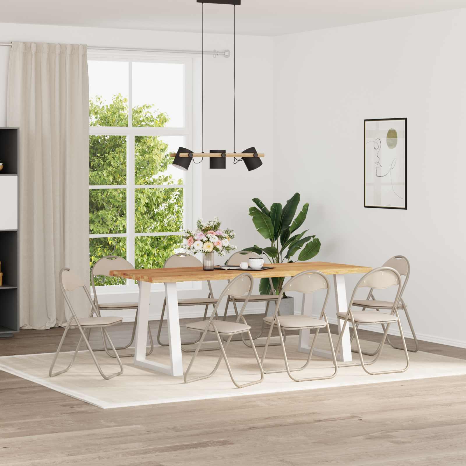 Sammenklappelig stol 8 stk Sandfarvet 48 x 43,5 x 81 cm billede