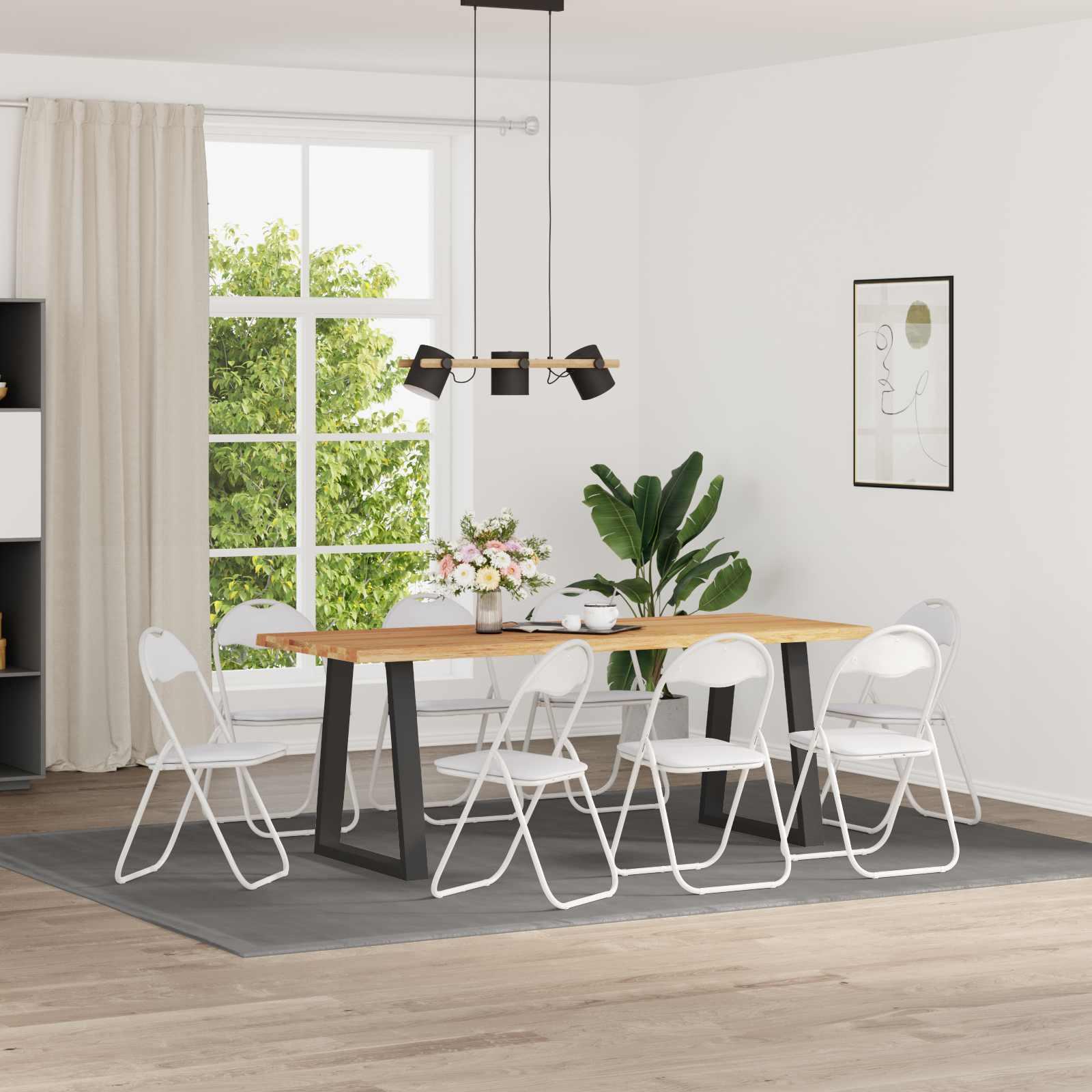 Sammenklappelig stol 8 stk Hvid 48 x 43,5 x 81 cm Faux læder billede