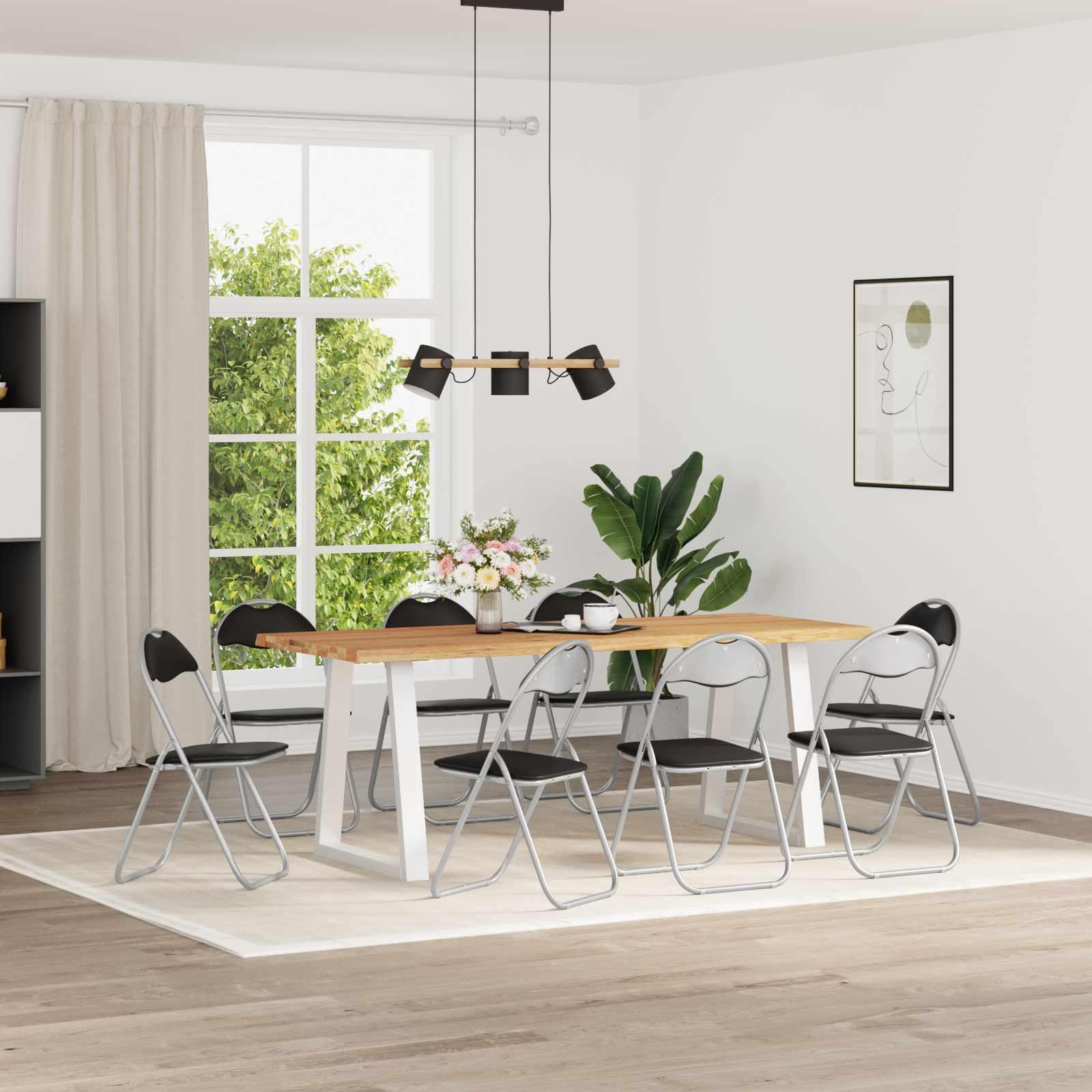 Sammenklappelig stol 8 stk Sort og grå 48 x 43,5 x 81 cm billede