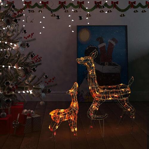 Juledekoration rensdyrfamilie 160 LED'er akryl flerfarvet
