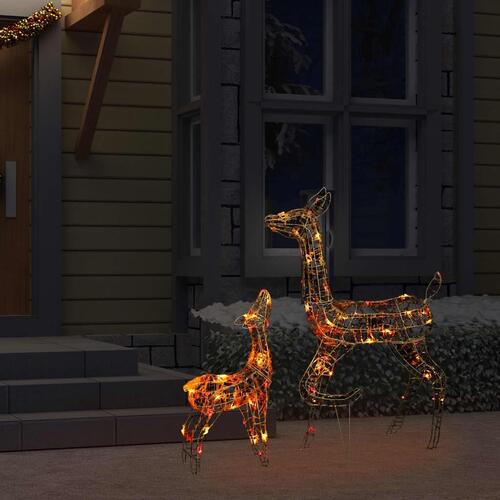 Juledekoration rensdyrfamilie 160 LED'er akryl flerfarvet