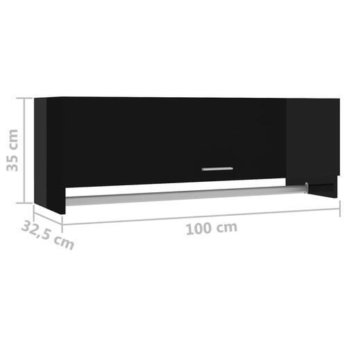 Garderobe 100x32,5x35 cm spånplade sort højglans