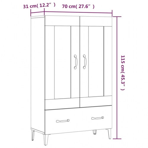 Skab i sonoma-eg, 70×31×115 cm - konstrueret træ med skuffe