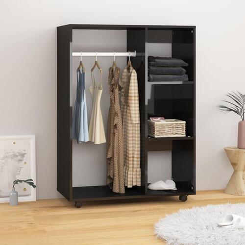 Klædeskab 80x40x110 cm konstrueret træ sort højglans