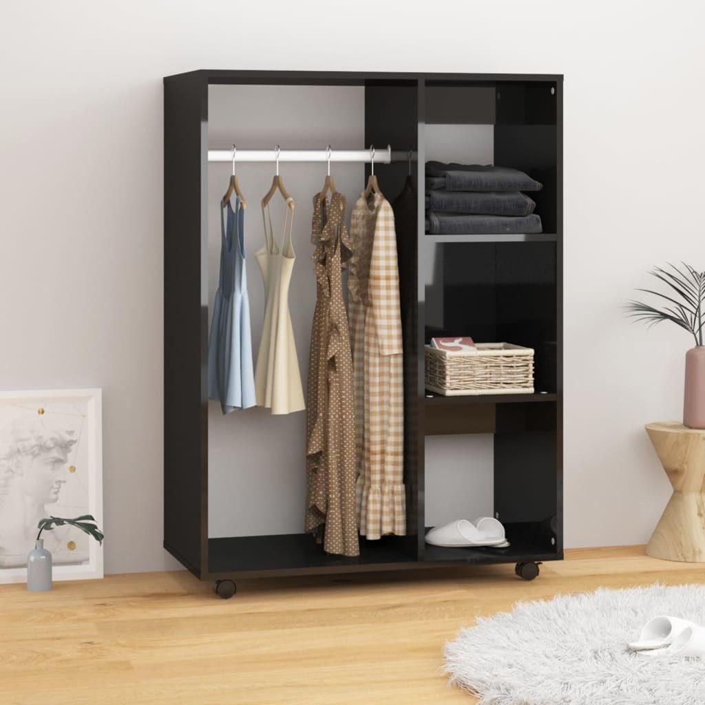 Klædeskab 80x40x110 cm konstrueret træ sort højglans