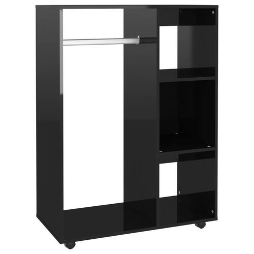 Klædeskab 80x40x110 cm konstrueret træ sort højglans