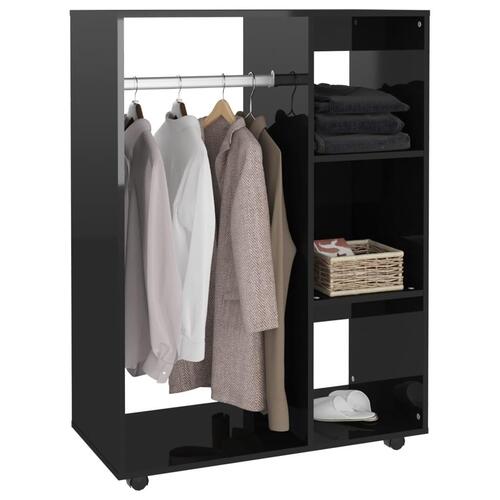 Klædeskab 80x40x110 cm konstrueret træ sort højglans