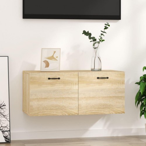 Vægskab 80 × 36,5 × 35 cm i sonoma-eg - væghængt opbevaring