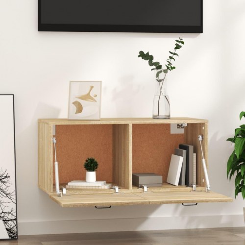 Vægskab 80 × 36,5 × 35 cm i sonoma-eg - væghængt opbevaring