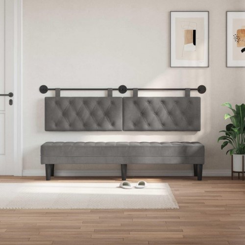 Hængende Hovedgavl Vægmonteret Mørkegrå 170 x 55 x 7 cm Fløjl