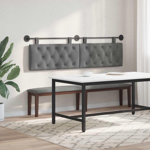 Hængende Hovedgavl Vægmonteret Mørkegrå 170 x 55 x 7 cm Fløjl