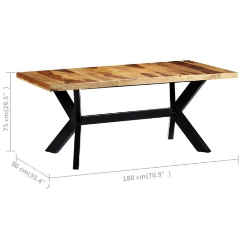 Spisebord i massivt akacietræ - 180 × 90 × 75 cm, industriel stil