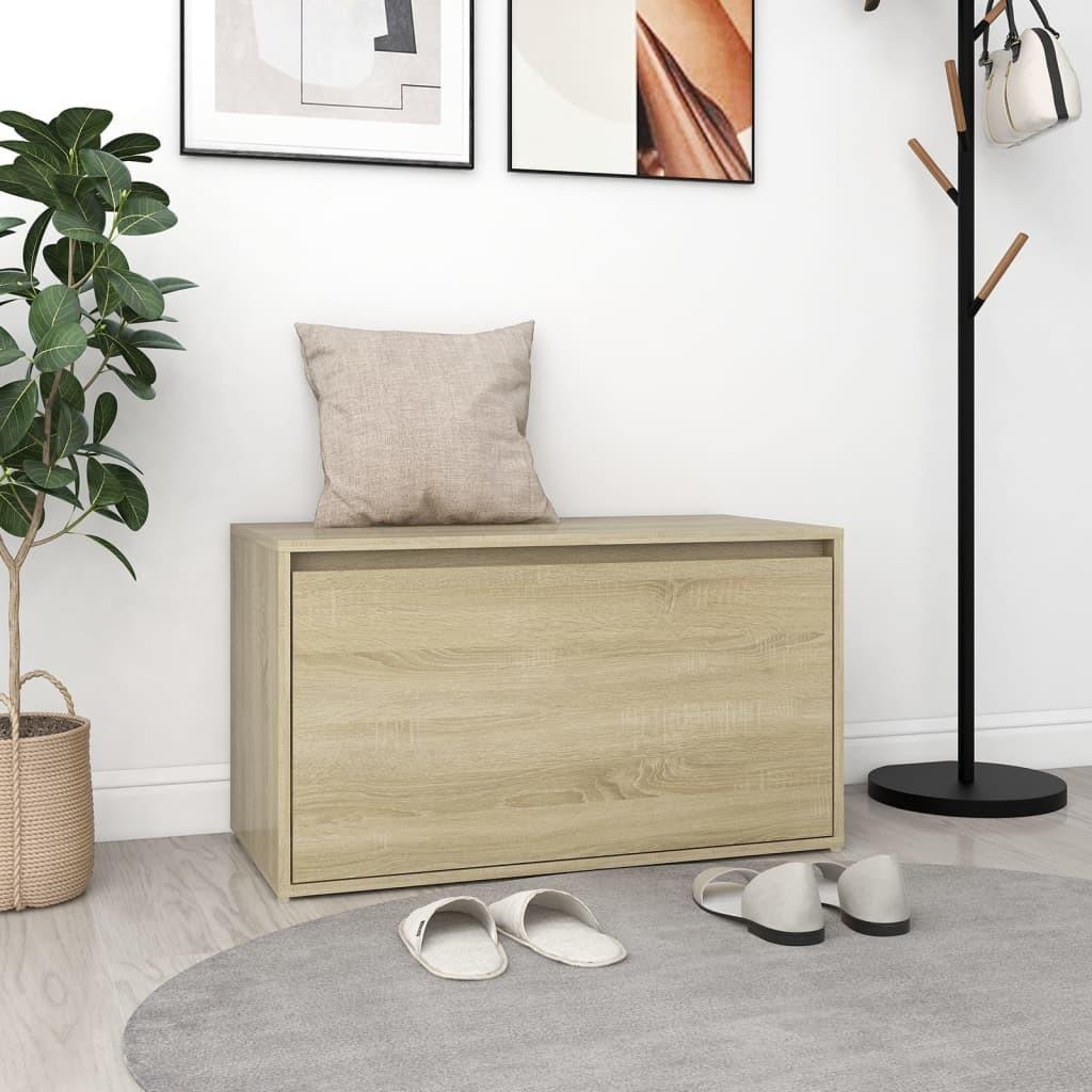 Entrébænk 80x40x45 cm konstrueret træ sonoma-eg